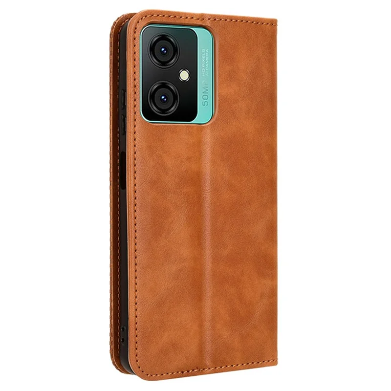 Wallet Retro Phone Case for Blackview Oscal C70 / Oscal Tiger 10 Stand PU Leather Drop-Proof Phone Cover - Brown