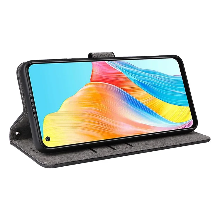 Para Oppo A78 4G Funda Soporte Cartera Funda de Teléfono Bloqueo RFID Anti-arañazos Cuero PU Carcasa con Correa - Negro