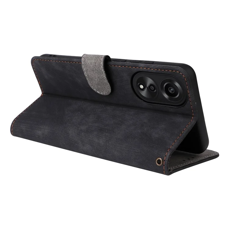 Para Oppo A78 4G Funda Soporte Cartera Funda de Teléfono Bloqueo RFID Anti-arañazos Cuero PU Carcasa con Correa - Negro