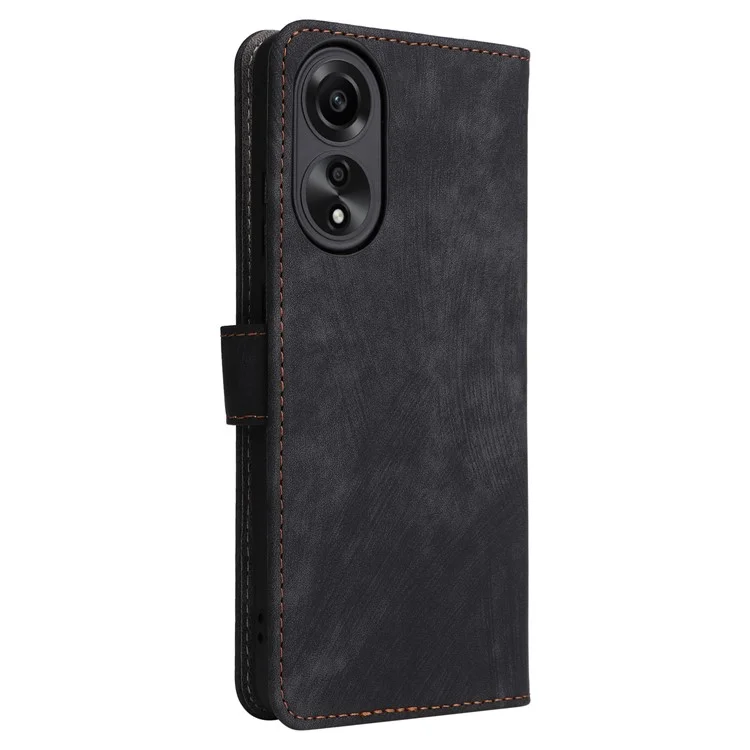 Para Oppo A78 4G Funda Soporte Cartera Funda de Teléfono Bloqueo RFID Anti-arañazos Cuero PU Carcasa con Correa - Negro