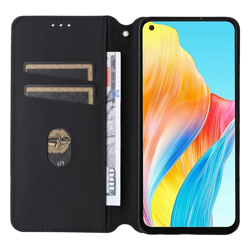 Leather Wallet Case for Oppo A78 4G , Rhombus Imprinted Stand Protective Phone Guard Cover - Silver