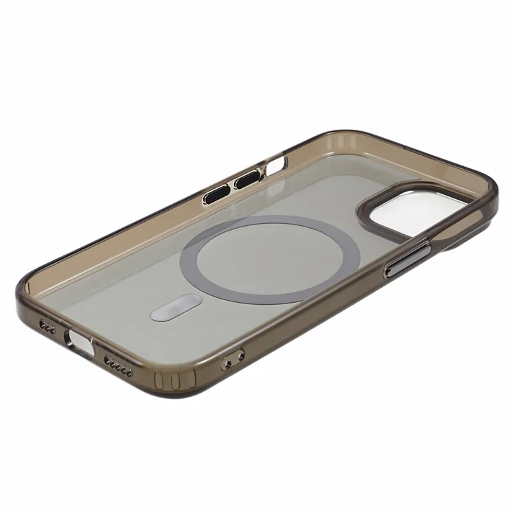 FULEXIN Совместимый с MagSafe чехол для телефона iPhone 15, ударопрочный TPU+Acrylic Slim Phone Case - Transparent Black