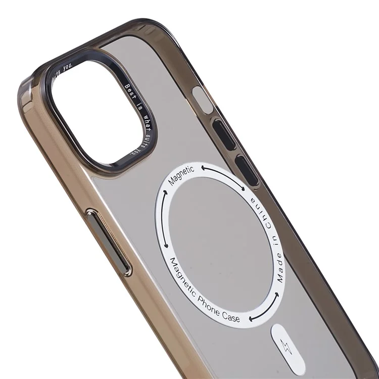 FULEXIN Совместимый с MagSafe чехол для телефона iPhone 15, ударопрочный TPU+Acrylic Slim Phone Case - Transparent Black