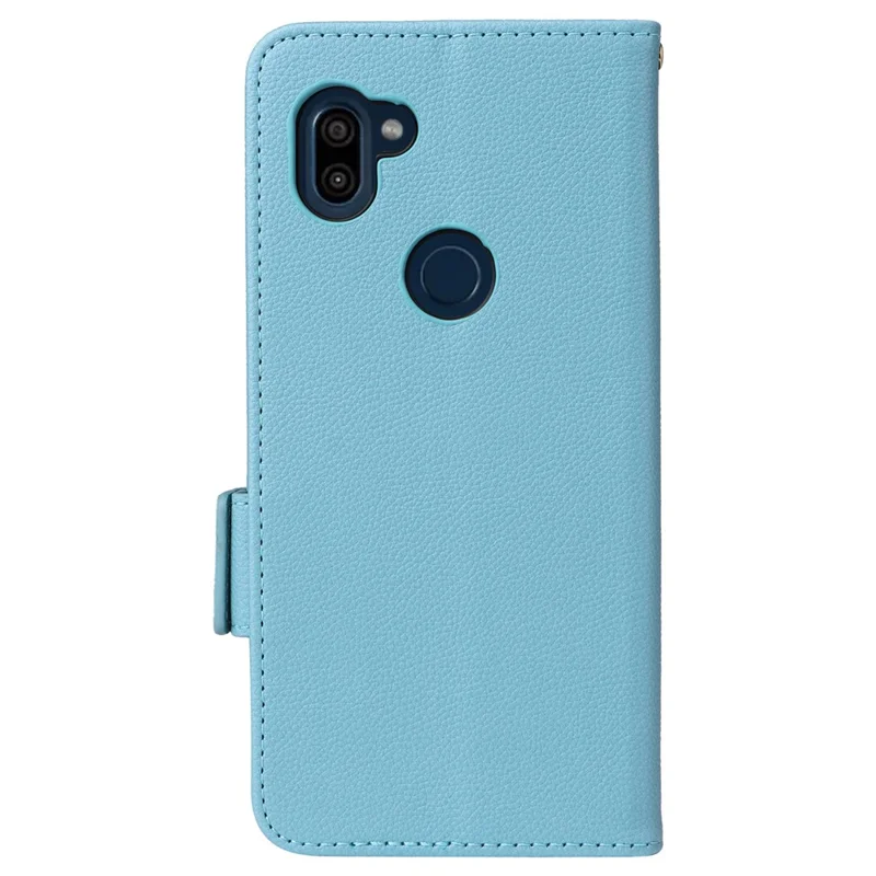 PU Leather Case for Orbic Fun+ 4G , Wallet Phone Shell Litchi Texture Stand Cellphone Cover with Strap - Baby Blue