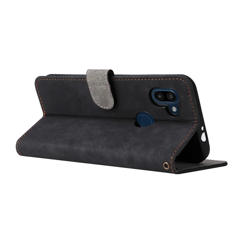 Für Orbic Fun+ 4G Stand Cover Anti-drop Wallet Phone Case RFID Blocking PU Leather Shell mit Gurt - Schwarz