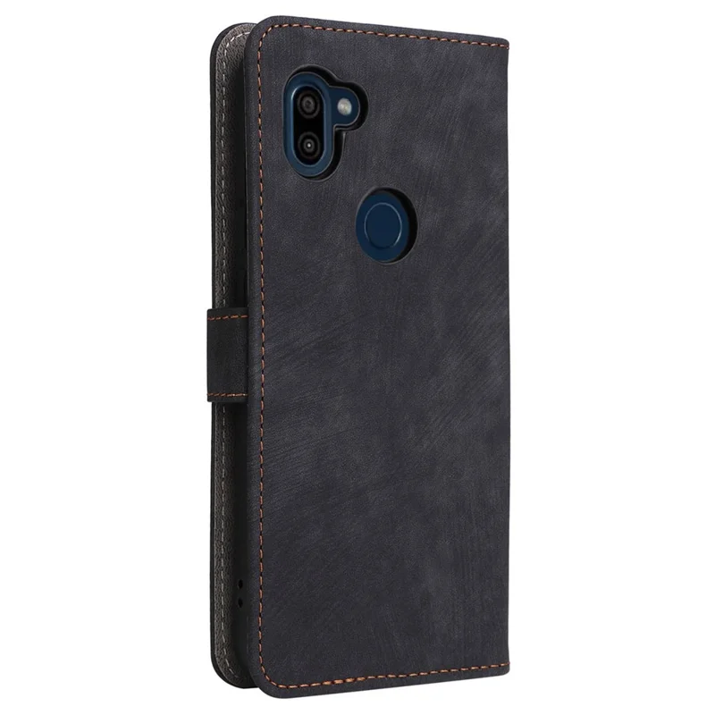 Für Orbic Fun+ 4G Stand Cover Anti-drop Wallet Phone Case RFID Blocking PU Leather Shell mit Gurt - Schwarz