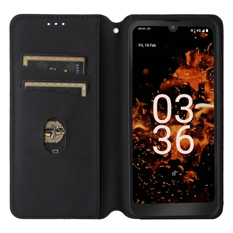 Leather Wallet Case for Orbic Fun+ 4G , Rhombus Imprinted Stand Shockproof Phone Guard Cover - Black