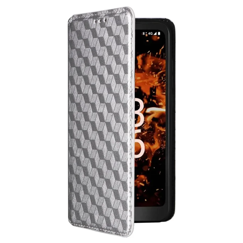 Кожаный чехол-кошелек для Orbic Fun+ 4G, чехол с рифленым узором с подставкой, ударопрочный чехол для телефона - серебристый