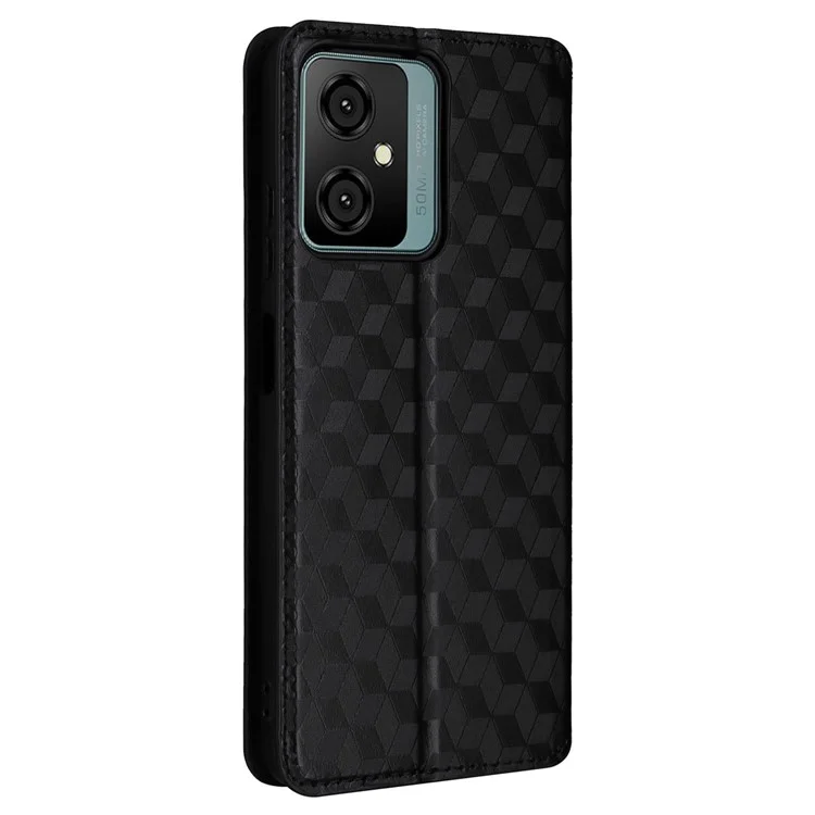 Leather Wallet Case for Blackview Oscal C70 / Oscal Tiger 10 Drop Proof Rhombus Imprinted Stand Phone Guard Cover - Black