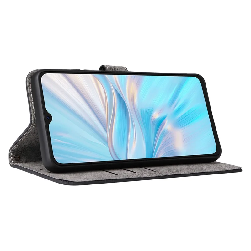 Stand Cover for Blackview Oscal C70 / Oscal Tiger 10 Wallet Phone Case RFID Blocking PU Leather Shell with Strap - Black