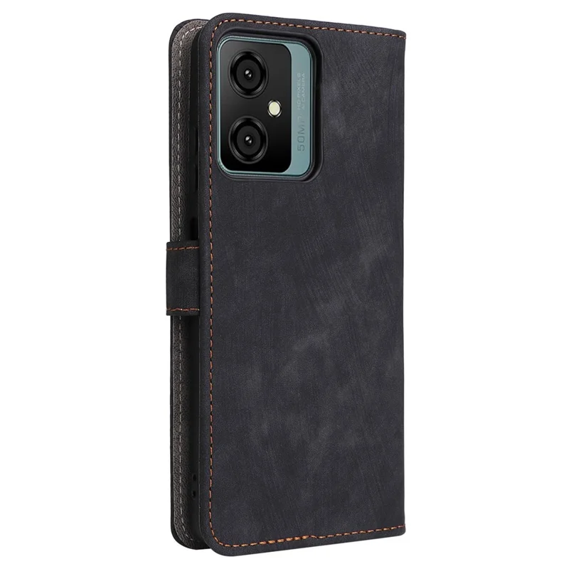 Stand Cover for Blackview Oscal C70 / Oscal Tiger 10 Wallet Phone Case RFID Blocking PU Leather Shell with Strap - Black