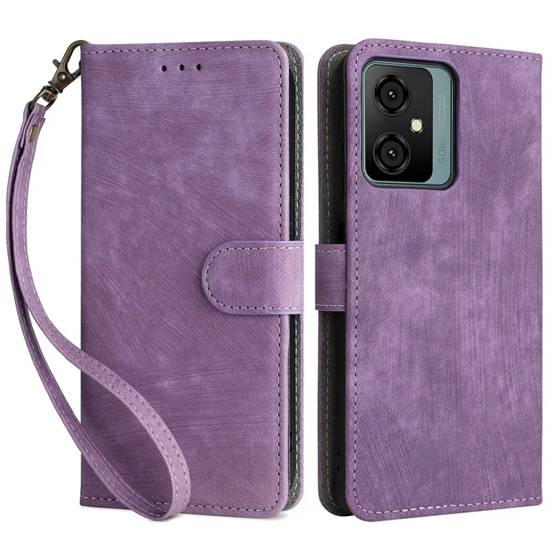 Stand Cover for Blackview Oscal C70 / Oscal Tiger 10 Wallet Phone Case RFID Blocking PU Leather Shell with Strap - Purple