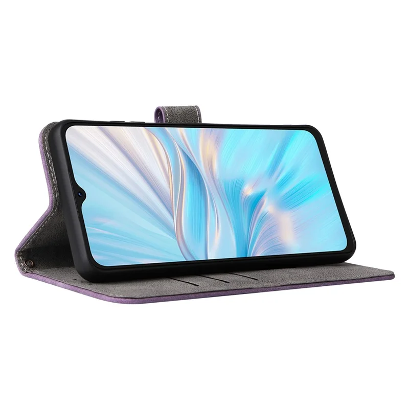 Stand Cover for Blackview Oscal C70 / Oscal Tiger 10 Wallet Phone Case RFID Blocking PU Leather Shell with Strap - Purple