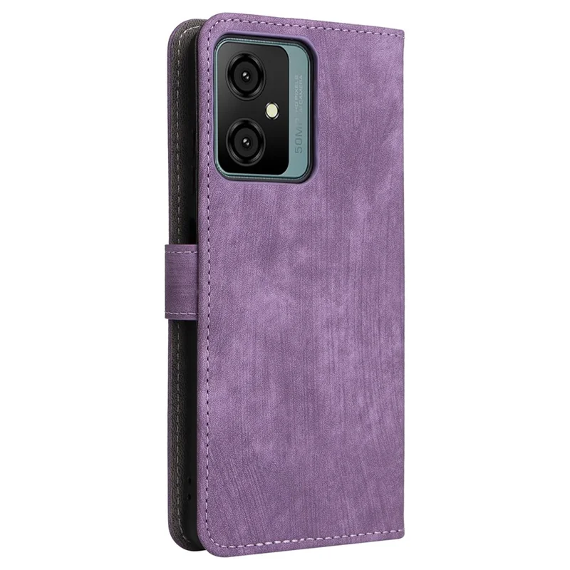 Stand Cover for Blackview Oscal C70 / Oscal Tiger 10 Wallet Phone Case RFID Blocking PU Leather Shell with Strap - Purple