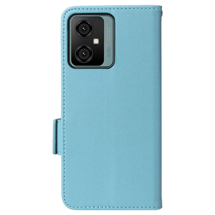 For Blackview Oscal C70 / Oscal Tiger 10 Wallet Phone Shell Litchi Texture PU Leather Stand Cellphone Cover with Strap - Baby Blue