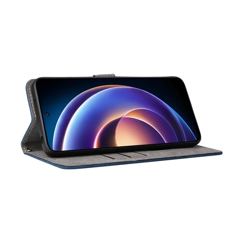 Wallet Phone Case for Xiaomi Redmi 12 5G (Global) / Note 12R 5G / Poco M6 Pro 5G , Stand Cover RFID Blocking PU Leather Shell with Strap - Blue