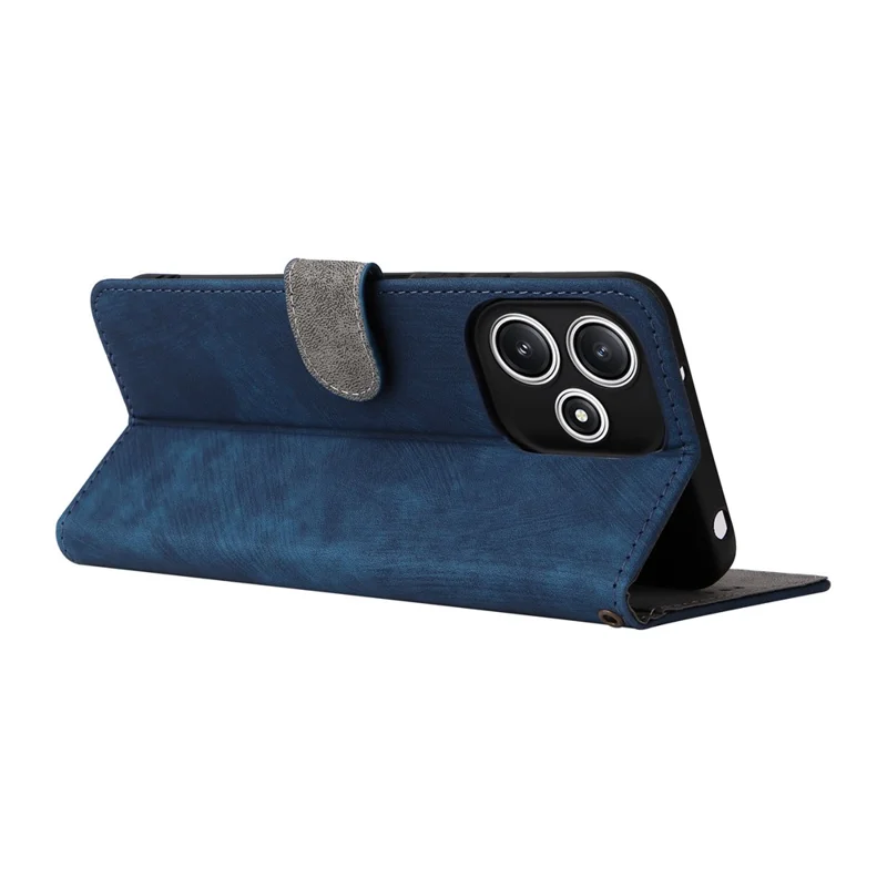 Wallet Phone Case for Xiaomi Redmi 12 5G (Global) / Note 12R 5G / Poco M6 Pro 5G , Stand Cover RFID Blocking PU Leather Shell with Strap - Blue