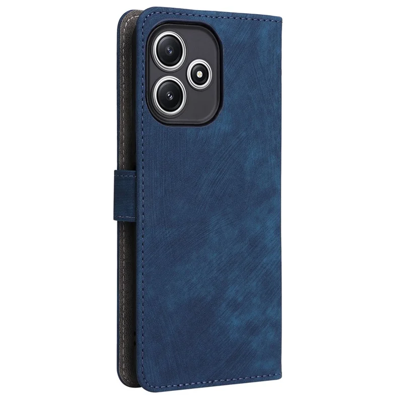 Wallet Phone Case for Xiaomi Redmi 12 5G (Global) / Note 12R 5G / Poco M6 Pro 5G , Stand Cover RFID Blocking PU Leather Shell with Strap - Blue