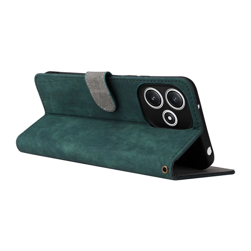 Funda de Cartera para Teléfono Xiaomi Redmi 12 5G (Global) / Note 12R 5G / Poco M6 Pro 5G, Funda con Soporte y Bloqueo RFID de Piel PU con Correa - Verde