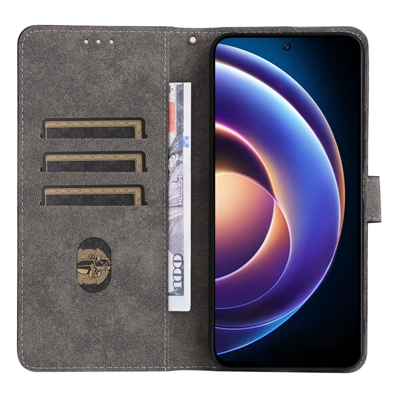 Wallet Phone Case for Xiaomi Redmi 12 5G (Global) / Note 12R 5G / Poco M6 Pro 5G , Stand Cover RFID Blocking PU Leather Shell with Strap - Brown