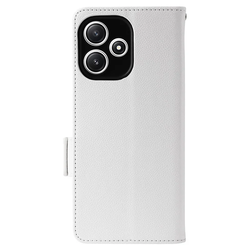 Чехол-книжка для Xiaomi Redmi 12 5G (Global) / Note 12R 5G / Poco M6 Pro 5G, текстура личи, кожа PU, с ремешком - белый