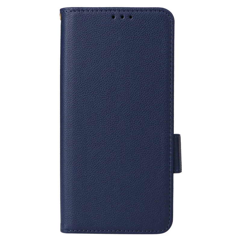 For Xiaomi Redmi 12 5G (Global) / Note 12R 5G / Poco M6 Pro 5G Wallet Phone Shell Litchi Texture PU Leather Cellphone Cover with Strap - Dark Blue