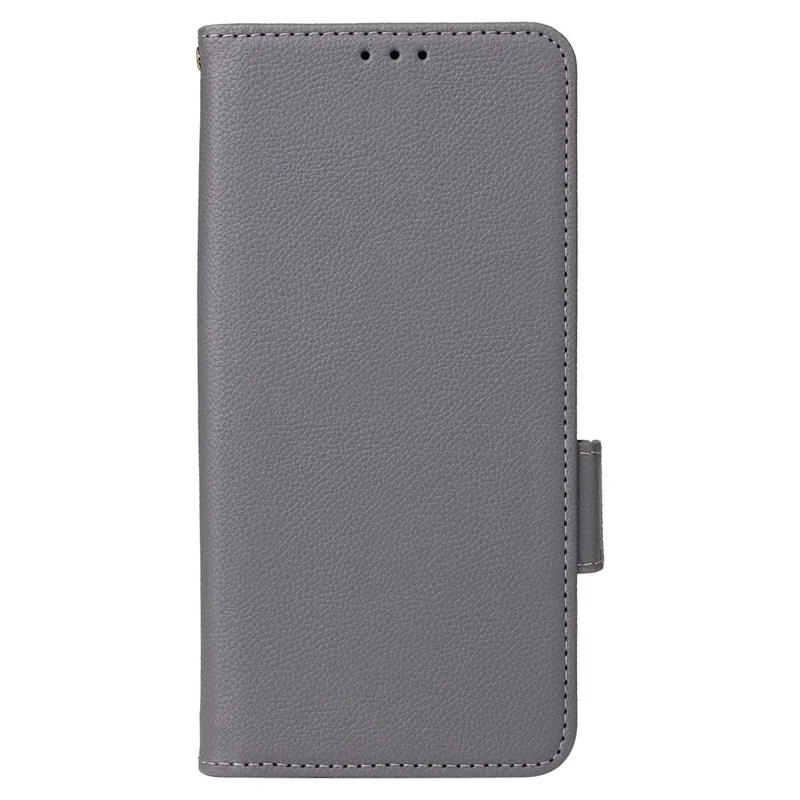 For Xiaomi Redmi 12 5G (Global) / Note 12R 5G / Poco M6 Pro 5G Wallet Phone Shell Litchi Texture PU Leather Cellphone Cover with Strap - Grey