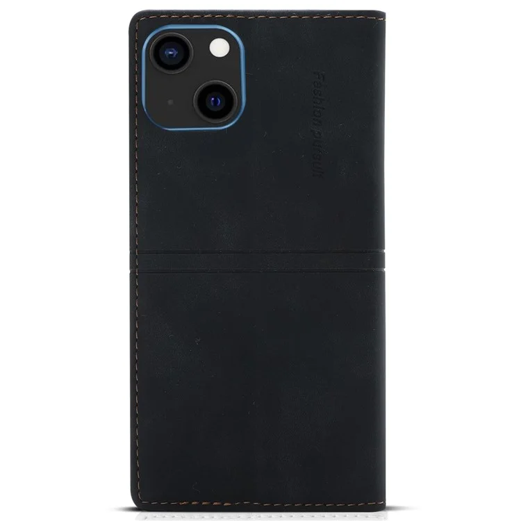 For iPhone 15 Plus PU Leather Wallet Phone Cover Magnetic Closure Stand Case - Black