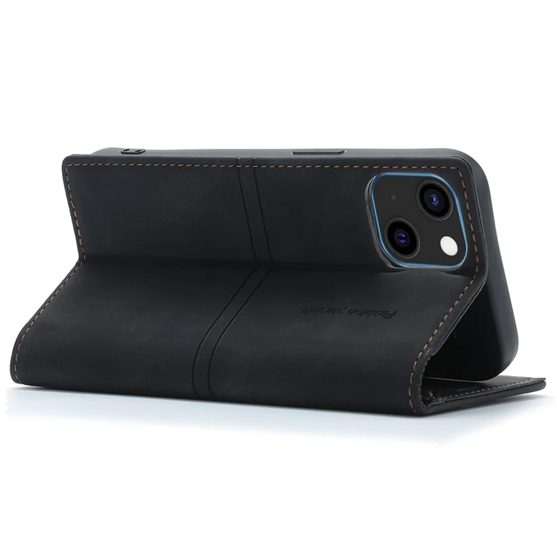 Pour iPhone 15 Full Protection Phone Leather Case Wallet Stand Phone Cover - Noir