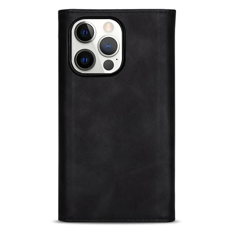 N.BEKUS Für iPhone 15 Pro Max Reißverschlusstasche Lederhülle Ständer Wallet Handyhülle mit kurzem + langem Riemen - Schwarz