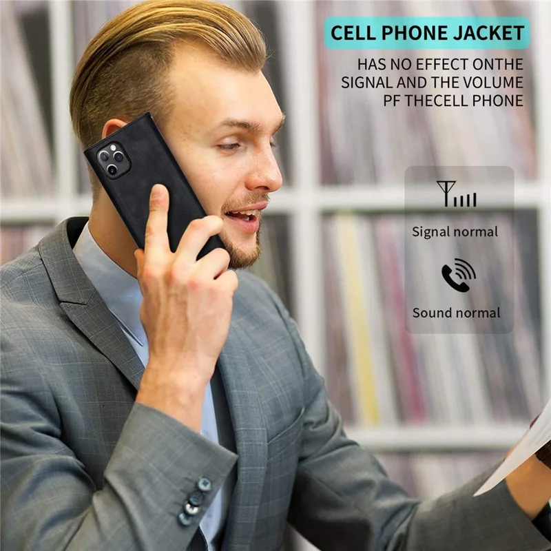 N.BEKUS For iPhone 15 PU Leather Zipper Pocket Wallet Case Phone Stand Cover with Short + Long Strap - Black