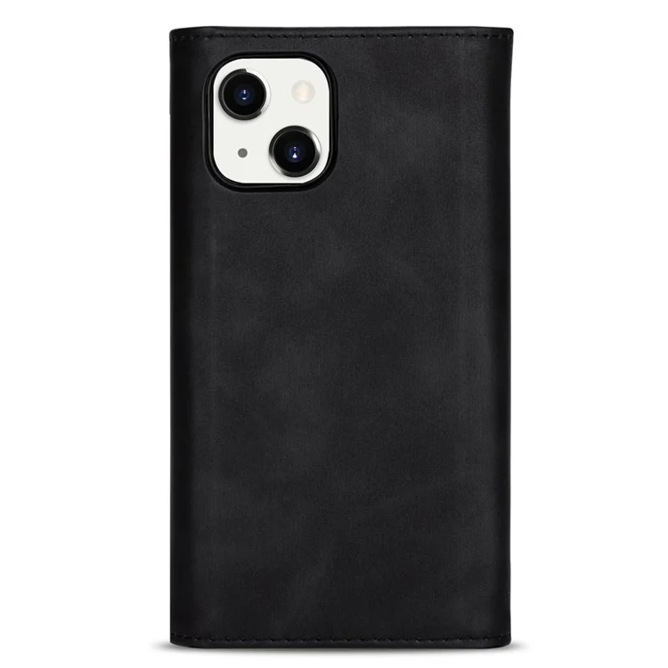 N.BEKUS Für iPhone 15 Plus Wallet Leder Handyhülle Reißverschlusstaschen Ständer Abdeckung mit kurzer + langer Schlaufe - Schwarz
