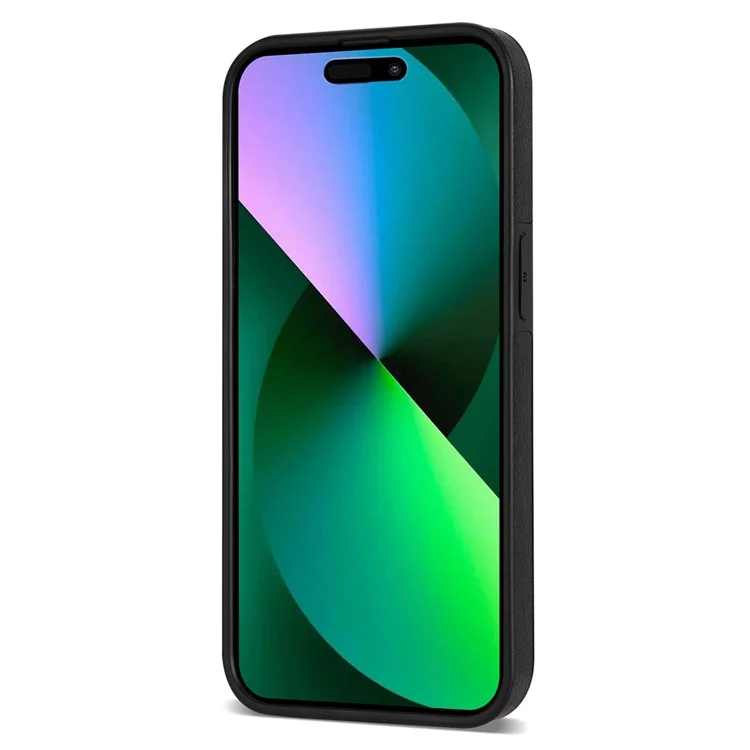 N.BEKUS Funda de Teléfono de Cuero PU + TPU para iPhone 15 Pro Max, Billetera con Bolsillo Con Cremallera y Soporte de Pie con Correa para el Hombro - Negro