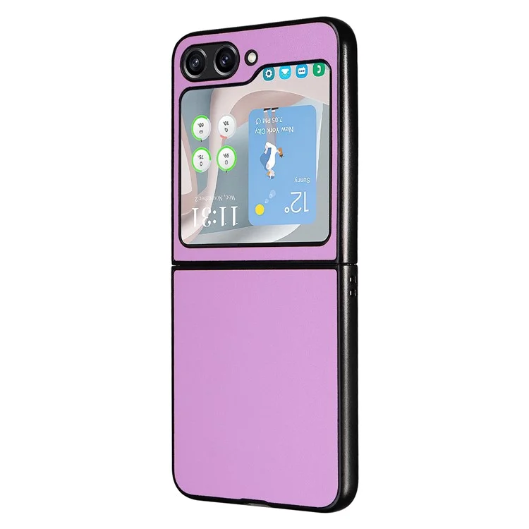 Pour Samsung Galaxy Z Flip5 5G Étui de protection pour téléphone Texture en cuir PU+PC Slim Cover - Violet