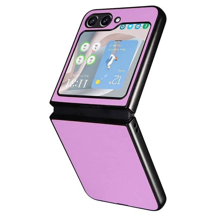 Pour Samsung Galaxy Z Flip5 5G Étui de protection pour téléphone Texture en cuir PU+PC Slim Cover - Violet