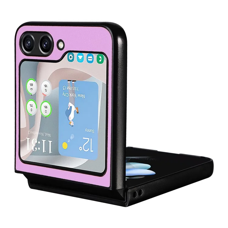 Pour Samsung Galaxy Z Flip5 5G Étui de protection pour téléphone Texture en cuir PU+PC Slim Cover - Violet