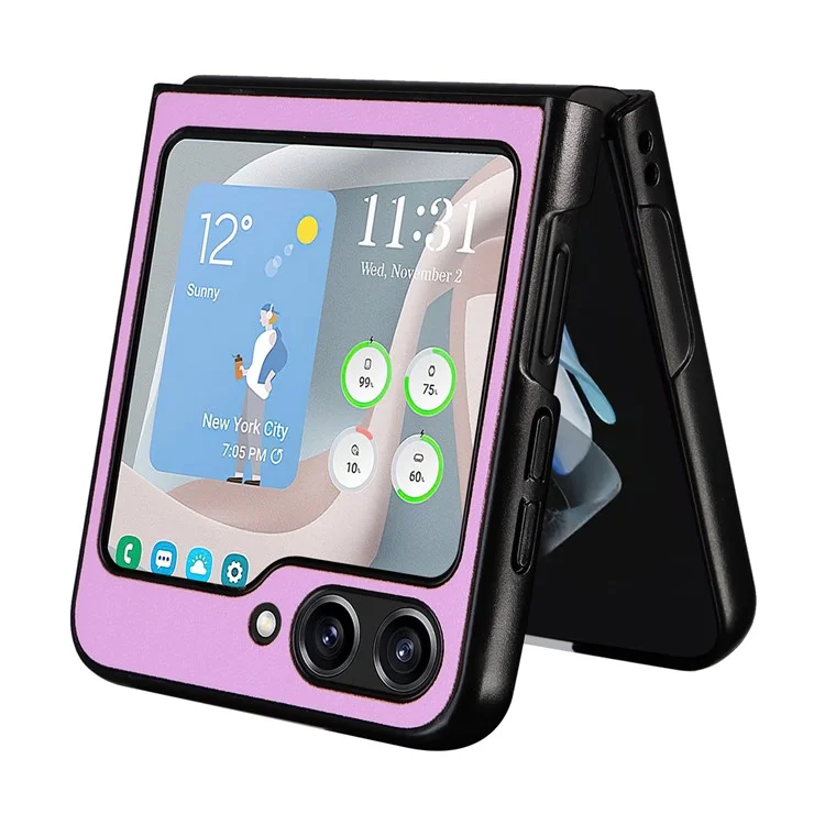 Pour Samsung Galaxy Z Flip5 5G Étui de protection pour téléphone Texture en cuir PU+PC Slim Cover - Violet