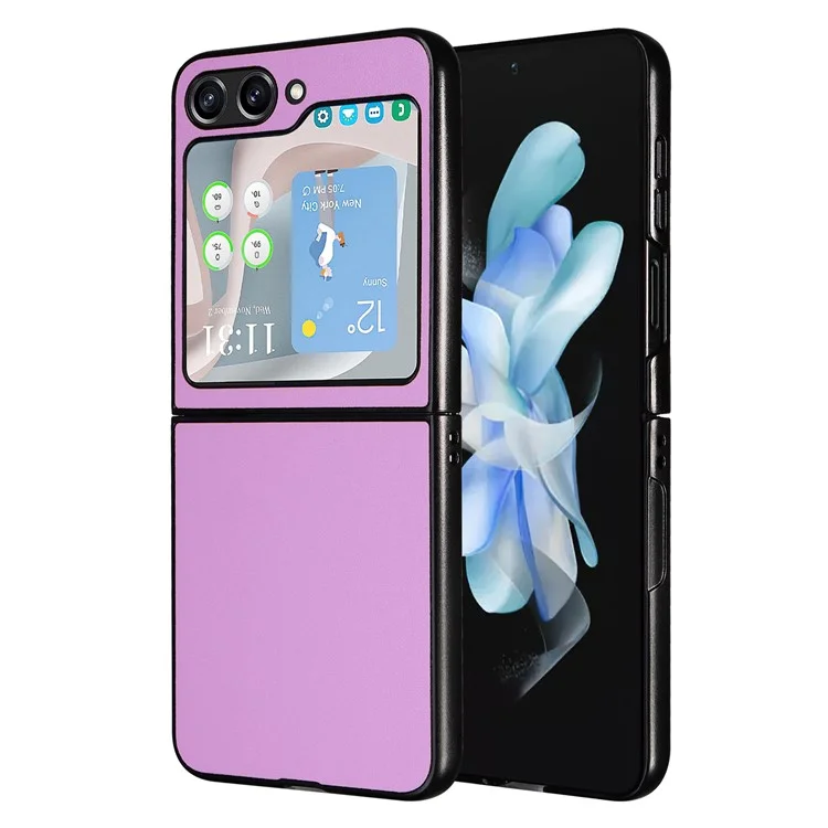 Pour Samsung Galaxy Z Flip5 5G Étui de protection pour téléphone Texture en cuir PU+PC Slim Cover - Violet