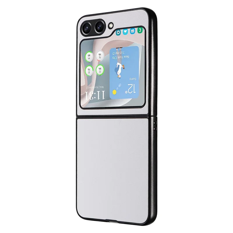 For Samsung Galaxy Z Flip5 5G Shockproof Phone Case Texture PU Leather+PC Slim Cover - White