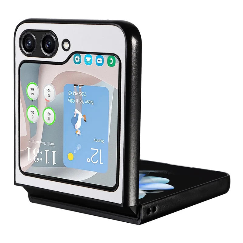 For Samsung Galaxy Z Flip5 5G Shockproof Phone Case Texture PU Leather+PC Slim Cover - White