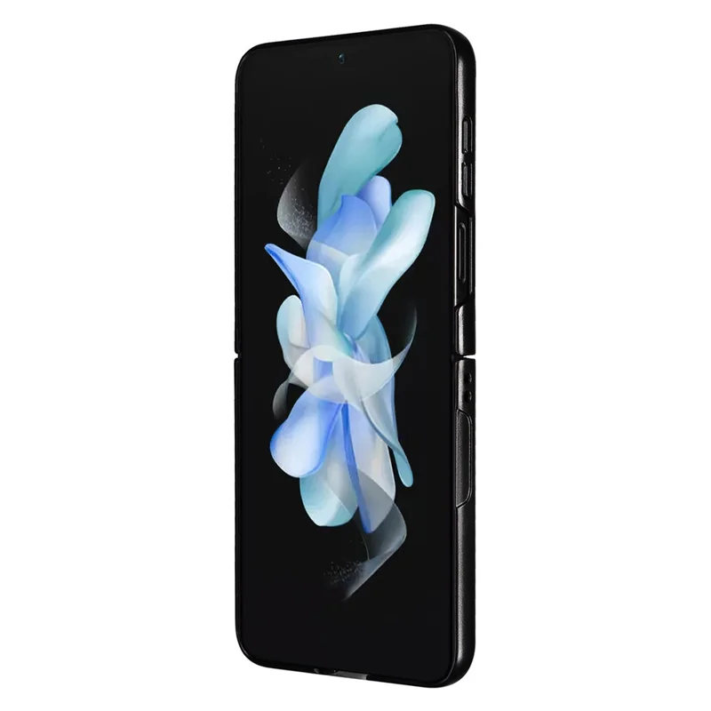 For Samsung Galaxy Z Flip5 5G Shockproof Phone Case Texture PU Leather+PC Slim Cover - Black