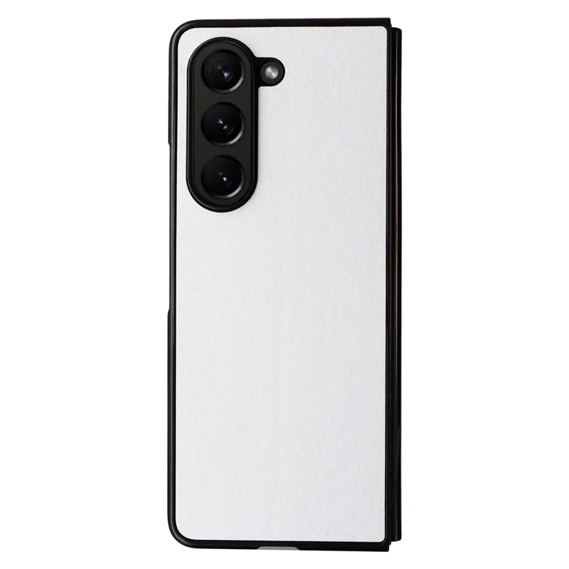 For Samsung Galaxy Z Fold5 5G Textured PU Leather+PC Phone Case Folding Back Cover - White