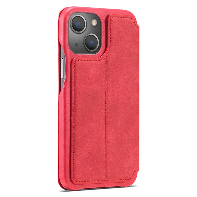 LC.IMEEKE Für iPhone 15 Leder-Ständer-Handyhülle mit Schockschutz und Kartenfach - Rot