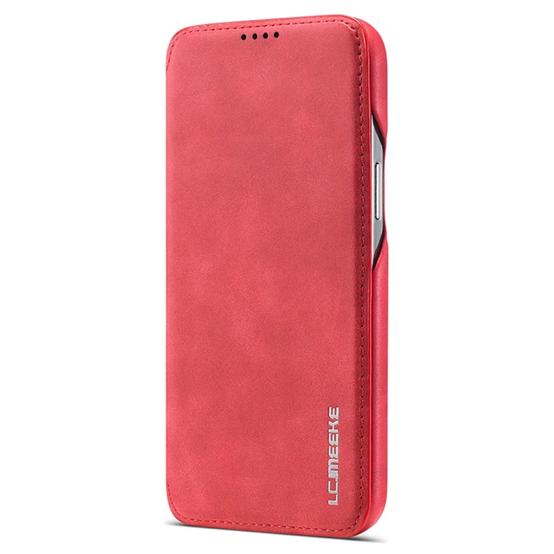 LC.IMEEKE Für iPhone 15 Leder-Ständer-Handyhülle mit Schockschutz und Kartenfach - Rot
