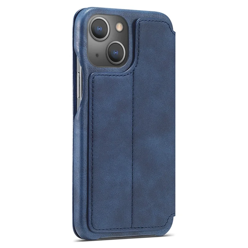 LC.IMEEKE til iPhone 15 Plus PU-læder stående telefonbeskytning med ét kortfag, beskyttelsesdæksel mod fald - Blå