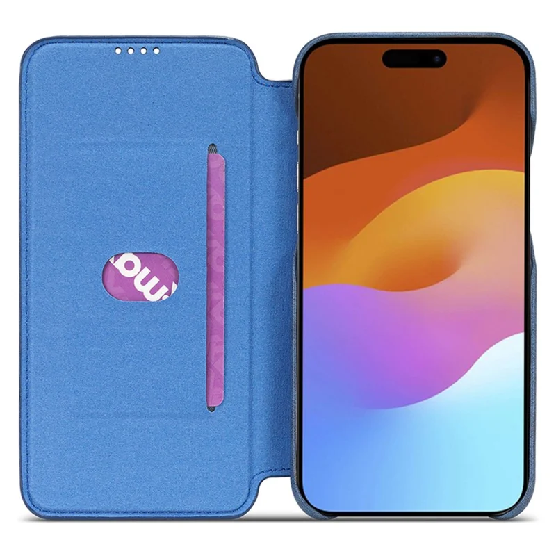 LC.IMEEKE til iPhone 15 Plus PU-læder stående telefonbeskytning med ét kortfag, beskyttelsesdæksel mod fald - Blå