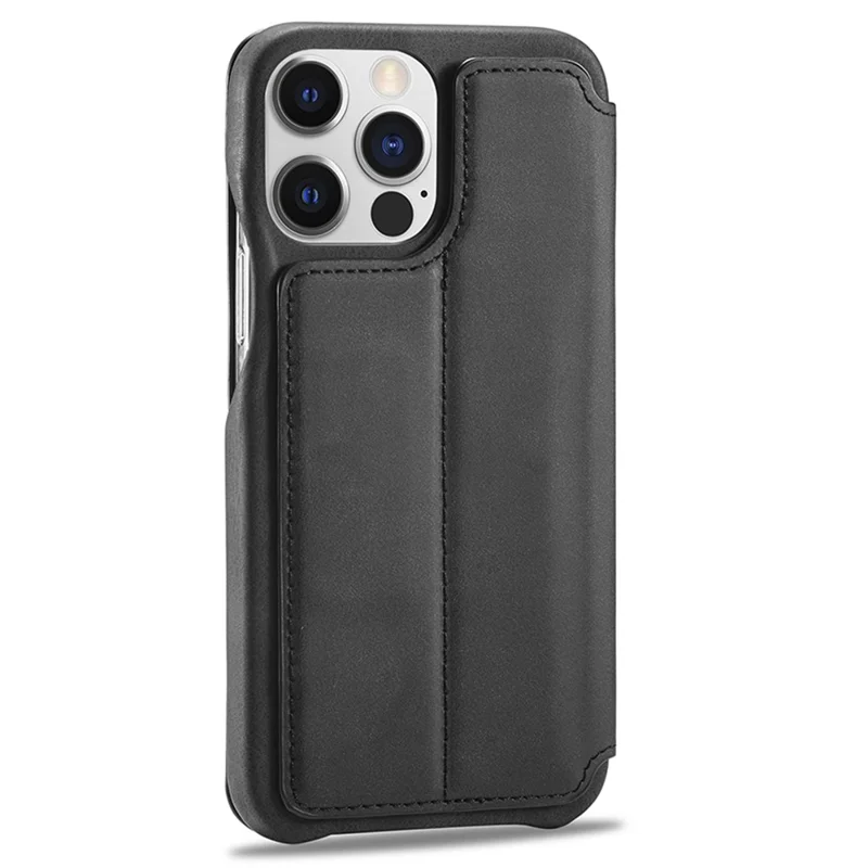 LC.IMEEKE für iPhone 15 Pro Max Stoßfestes Ständer-Cover PU-Leder Handyhülle mit Kartenfach - Schwarz