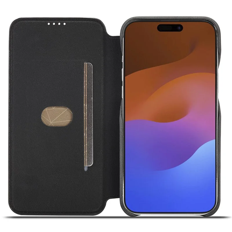 LC.IMEEKE für iPhone 15 Pro Max Stoßfestes Ständer-Cover PU-Leder Handyhülle mit Kartenfach - Schwarz