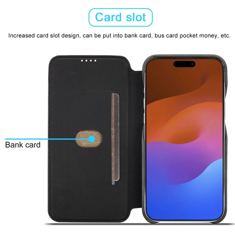 LC.IMEEKE für iPhone 15 Pro Max Stoßfestes Ständer-Cover PU-Leder Handyhülle mit Kartenfach - Schwarz