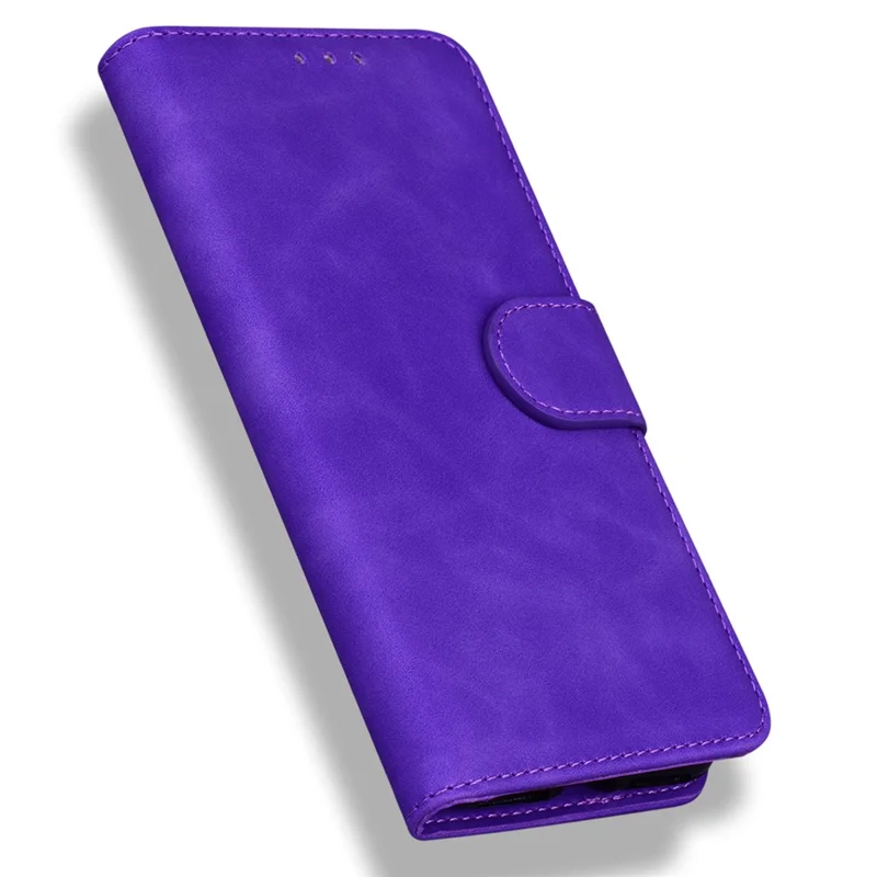 Solid Color PU Leather Phone Case for Honor 90 Pro Wallet Cell Phone Protective Cover with Stand - Purple